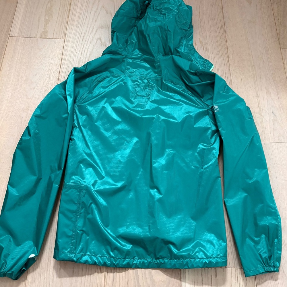 Outdoor Research Helium II Rain Jacket Teal Pertex Shield Hood Womens Small - Picture 5 of 8